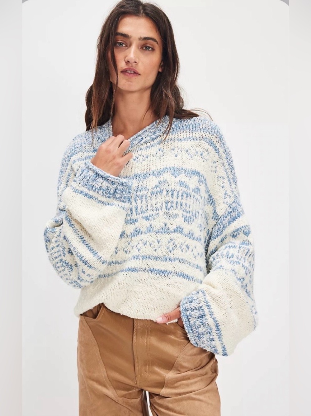 ▪️NWT Free People Dani Pattern Sweater - Cloud Combo-M